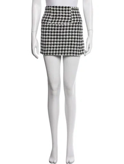 Pre-owned For Love & Lemons Houndstooth Print Mini Skirt In Black/white