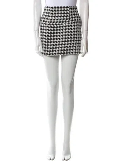 Pre-owned For Love & Lemons Houndstooth Print Mini Skirt In Blue