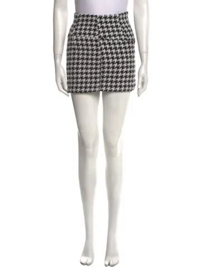 Pre-owned For Love & Lemons Houndstooth Print Mini Skirt In Multi
