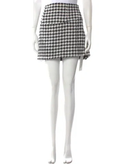 Pre-owned For Love & Lemons Houndstooth Print Mini Skirt In Multi