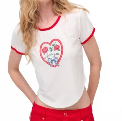 For Love & Lemons I Love You Heart Baby Tee In White