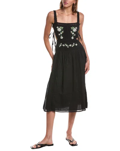 For Love & Lemons Jolene Embroidered Midi Dress In Animal Print