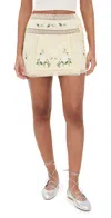 For Love & Lemons Jolene Embroidered Mini Skirt Yellow