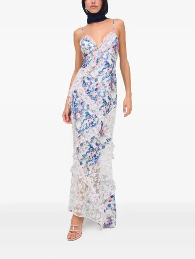 For Love & Lemons Josalyn Floral-lace Maxi Dress In Blue