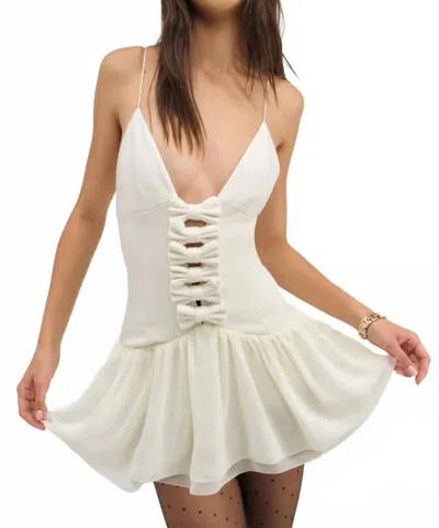 For Love & Lemons Josie Micro Dress In Cream In White