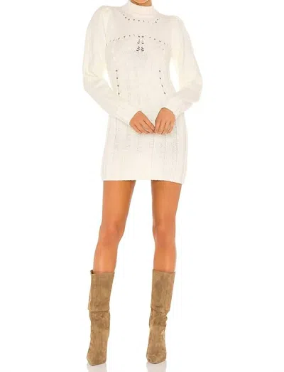 For Love & Lemons Jules Sweater Dress In Ivory In Multi