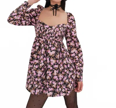 For Love & Lemons Kate Long Sleeve Mini Dress In Pink