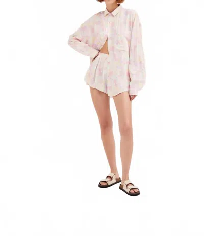 For Love & Lemons Kennedy Button Up Top In Pink