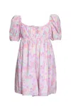 For Love & Lemons Kennedy Floral-print Open-back Cotton-poplin Mini Dress In Light Pink Floral In Pink