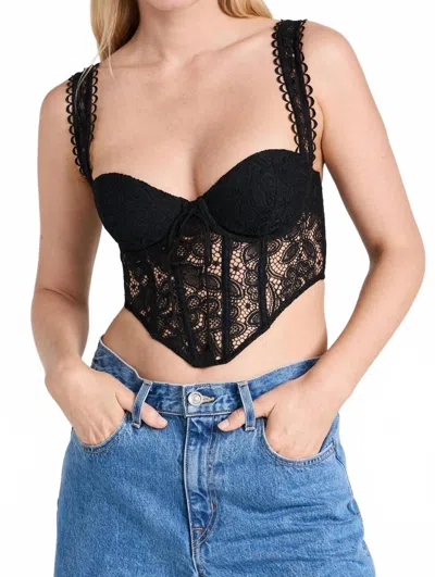 For Love & Lemons Lace Boned Top In Black