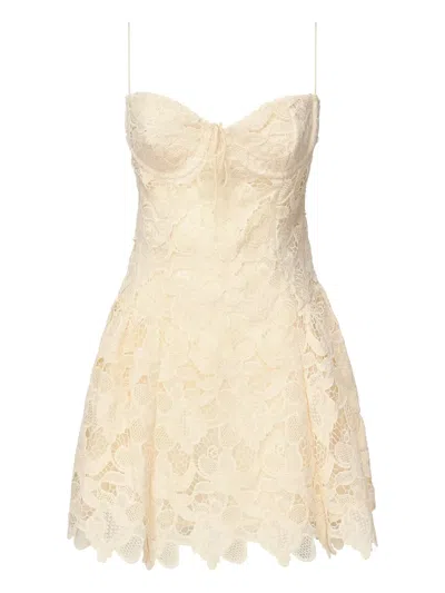 For Love & Lemons Lace-detail Midi Dress In Gold