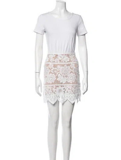 Pre-owned For Love & Lemons Lace Pattern Eyelet Trim Skirt Set In Neutral