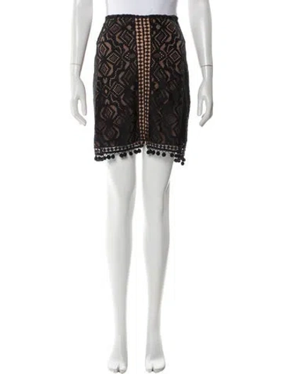 Pre-owned For Love & Lemons Lace Pattern Knee-length Skirt In Black