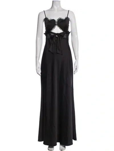 Pre-owned For Love & Lemons Lace Pattern Long Dress In Black