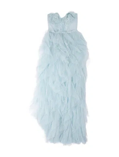 Pre-owned For Love & Lemons Lace Pattern Long Dress In Blue