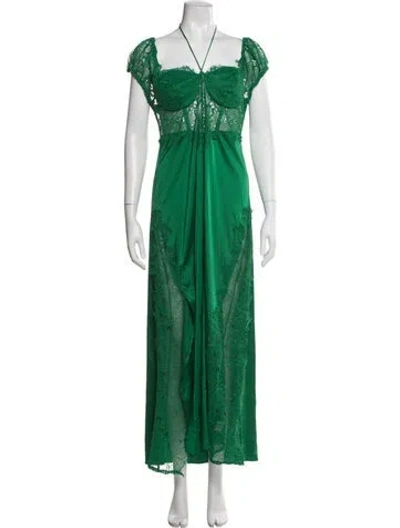 Pre-owned For Love & Lemons Lace Pattern Long Dress W/ Tags In Green