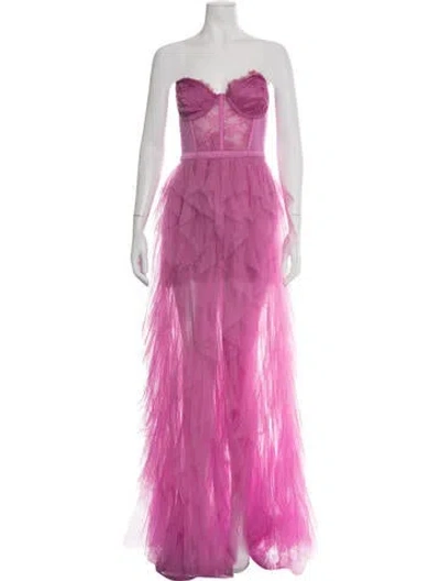 Pre-owned For Love & Lemons Lace Pattern Long Dress W/ Tags In Pink