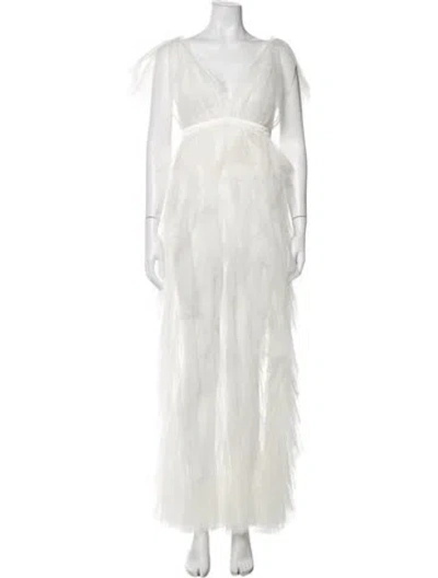 Pre-owned For Love & Lemons Lace Pattern Long Dress W/ Tags In White