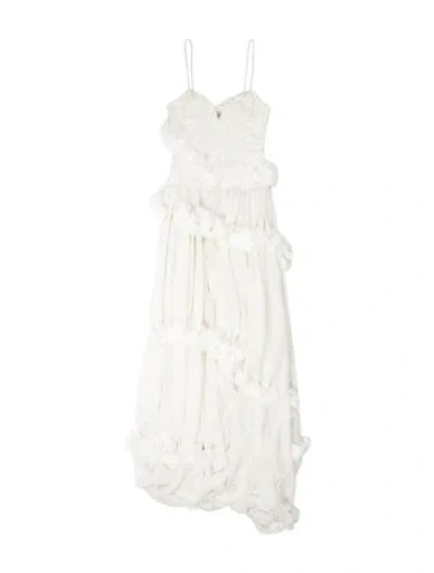 Pre-owned For Love & Lemons Lace Pattern Long Dress W/ Tags In White