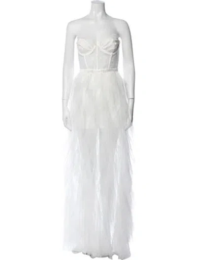 Pre-owned For Love & Lemons Lace Pattern Long Dress In White