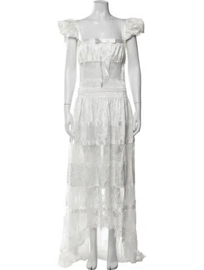 Pre-owned For Love & Lemons Lace Pattern Long Dress In White