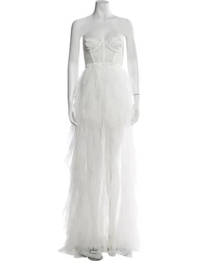 Pre-owned For Love & Lemons Lace Pattern Long Dress In White