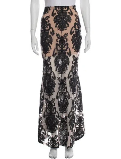 Pre-owned For Love & Lemons Lace Pattern Long Skirt In Black
