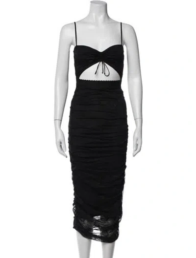 Pre-owned For Love & Lemons Lace Pattern Midi Length Dress In Black