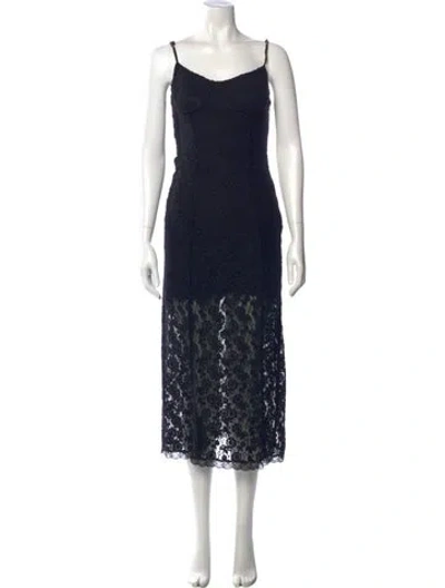 Pre-owned For Love & Lemons Lace Pattern Midi Length Dress In Blue