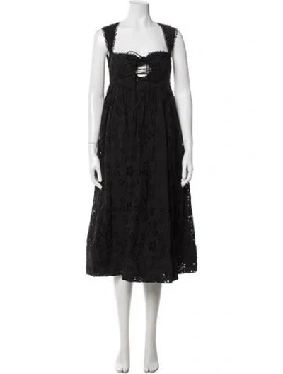 Pre-owned For Love & Lemons Lace Pattern Midi Length Dress In Blue