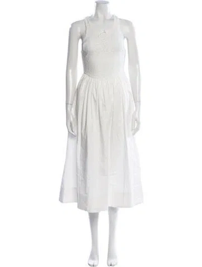 Pre-owned For Love & Lemons Lace Pattern Midi Length Dress In White