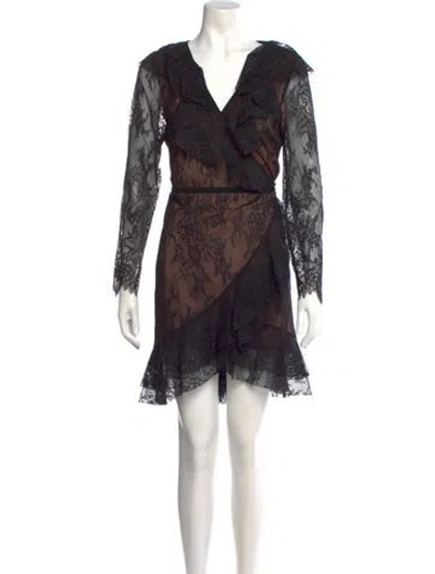 Pre-owned For Love & Lemons Lace Pattern Mini Dress In Black
