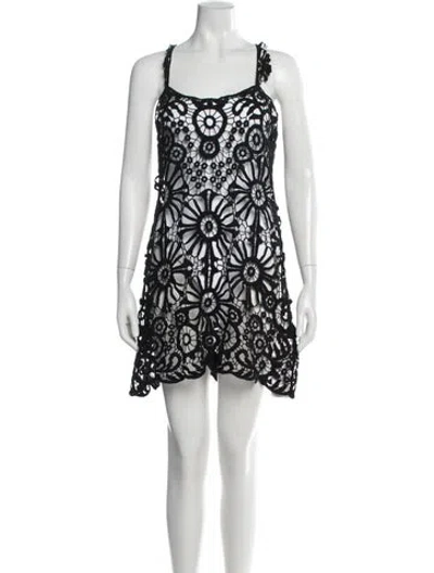 Pre-owned For Love & Lemons Lace Pattern Mini Dress In Black