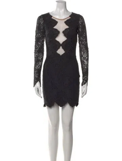 Pre-owned For Love & Lemons Lace Pattern Mini Dress In Black