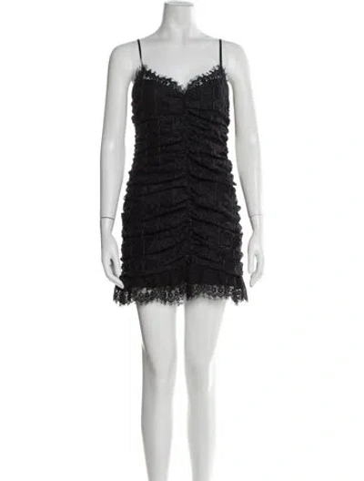 Pre-owned For Love & Lemons Lace Pattern Mini Dress In Black