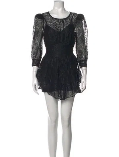 Pre-owned For Love & Lemons Lace Pattern Mini Dress In Black
