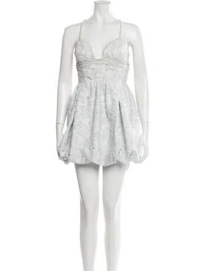 Pre-owned For Love & Lemons Lace Pattern Mini Dress In Blue
