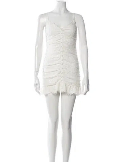Pre-owned For Love & Lemons Lace Pattern Mini Dress In Neutral