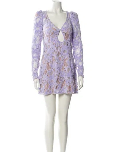 Pre-owned For Love & Lemons Lace Pattern Mini Dress In Purple