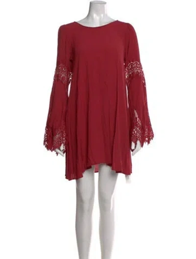Pre-owned For Love & Lemons Lace Pattern Mini Dress In Red