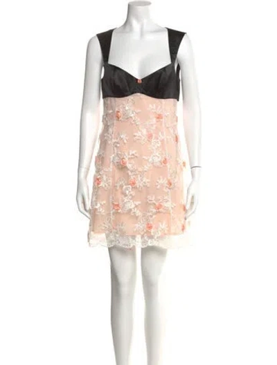Pre-owned For Love & Lemons Lace Pattern Mini Dress W/ Tags In Neutral