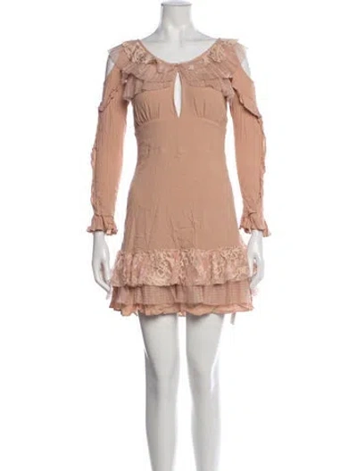 Pre-owned For Love & Lemons Lace Pattern Mini Dress W/ Tags In Neutrals