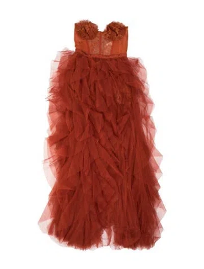 Pre-owned For Love & Lemons Lace Pattern Mini Dress W/ Tags In Orange