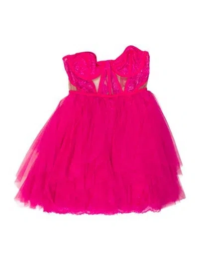 Pre-owned For Love & Lemons Lace Pattern Mini Dress W/ Tags In Pink