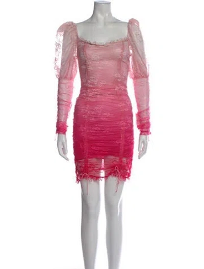 Pre-owned For Love & Lemons Lace Pattern Mini Dress W/ Tags In Pink