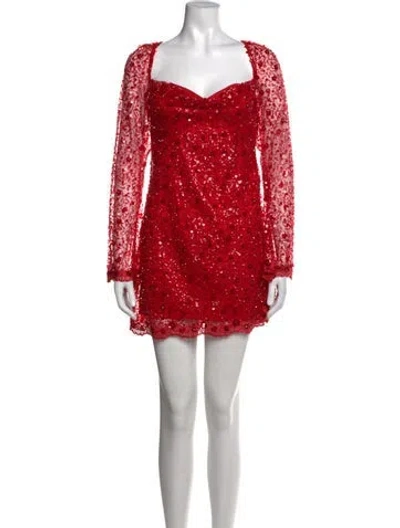 Pre-owned For Love & Lemons Lace Pattern Mini Dress W/ Tags In Red
