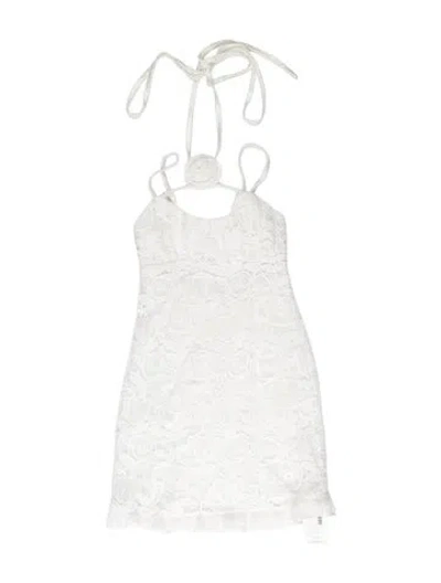 Pre-owned For Love & Lemons Lace Pattern Mini Dress In White