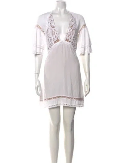 Pre-owned For Love & Lemons Lace Pattern Mini Dress In White