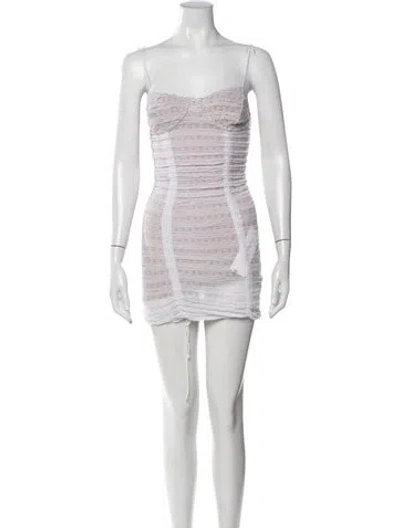 Pre-owned For Love & Lemons Lace Pattern Mini Dress In White