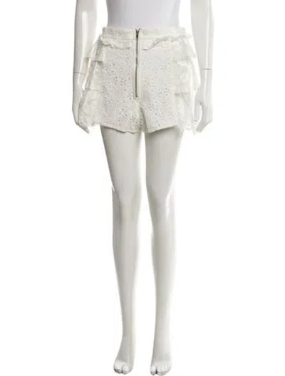 Pre-owned For Love & Lemons Lace Pattern Mini Shorts In White